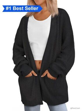 Oversized Knit Cardigan Sweater with Pockets